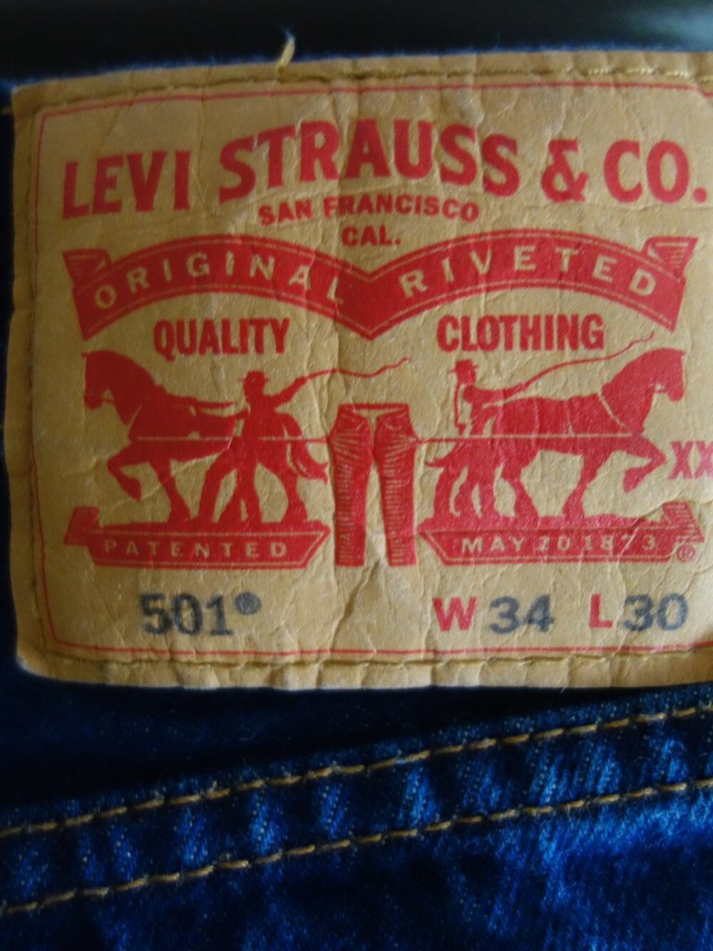 LEVI’S 501 Button Fly Blue Jeans Mens 34x30 - Picture 2 of 7